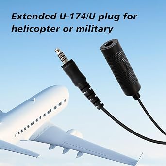 U174 to 1/4 U-174 Female Headset Adapter Extension Coil Cable for Bose Airplane Helicopter General Aviation GA Headphone