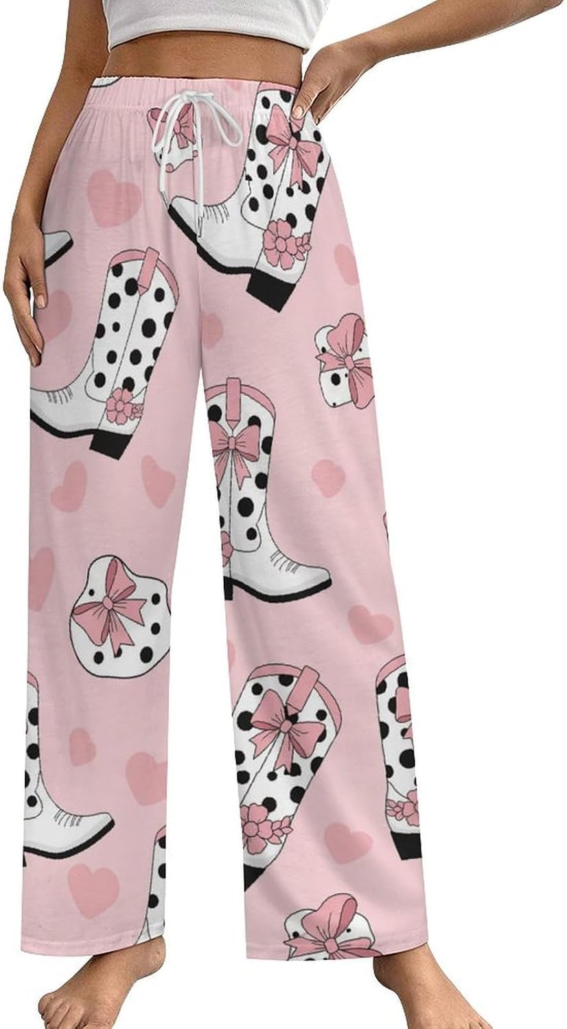 Women's Pajamas Bottom Causal Soft Lounge Pants Wide Leg Sleepwear with Pockets