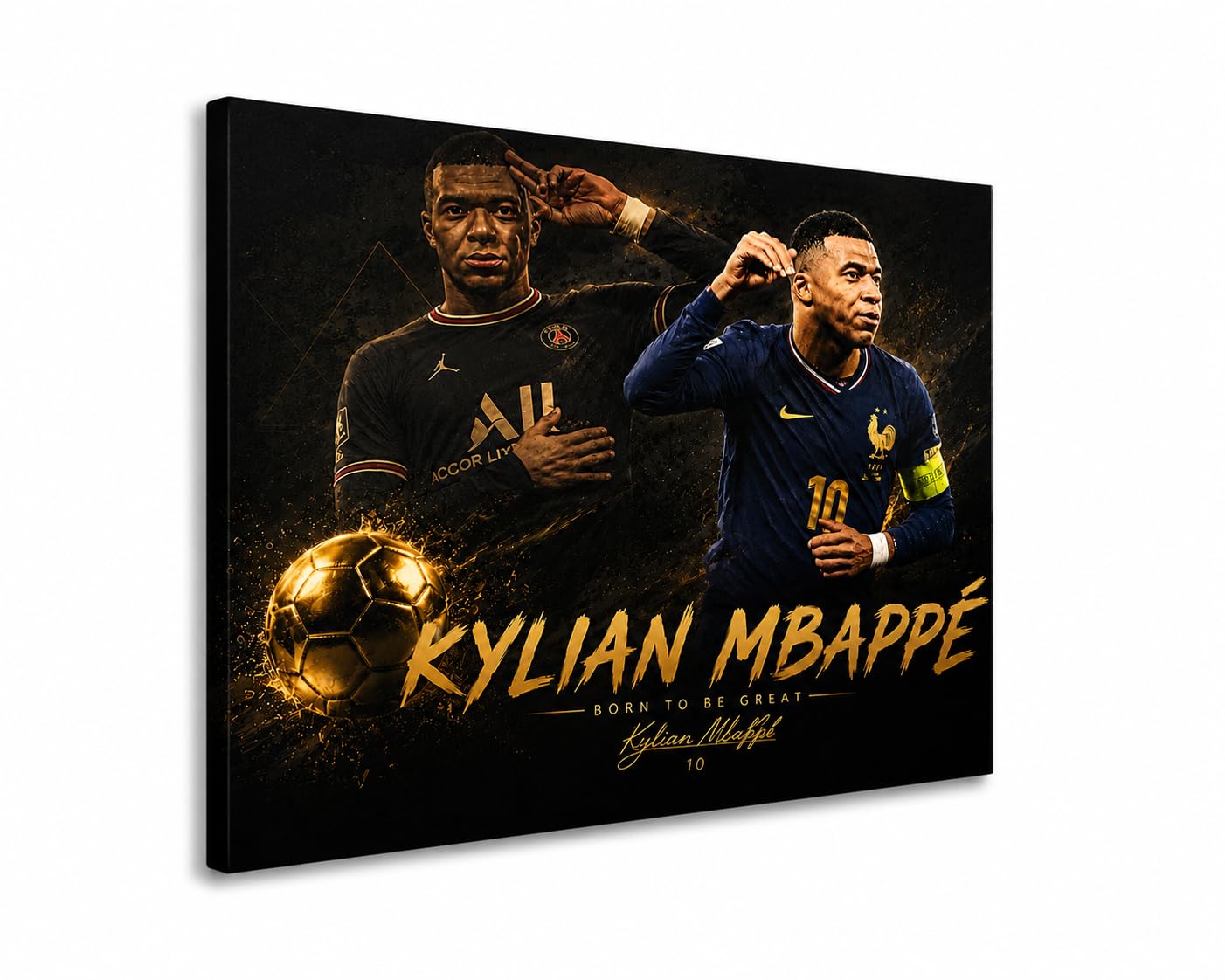 Kylian Mbappé Leinwandbild 80x60 cm| Modernes Fußball Wandbild für Fans 29wl4