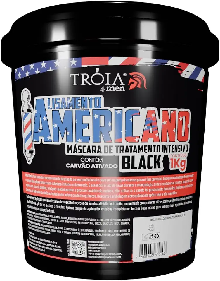 Alisamento Americano Black 1kg - Troia Hair 4Man: Alisamento Profissional Rápido