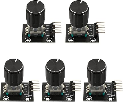 ULTECHVO Set of 5 Rotary Encoder Module with Knob 360 Degree Rotation for Digital Counter Control Electrical Parts 1.18X1.18X0.79 Inch
