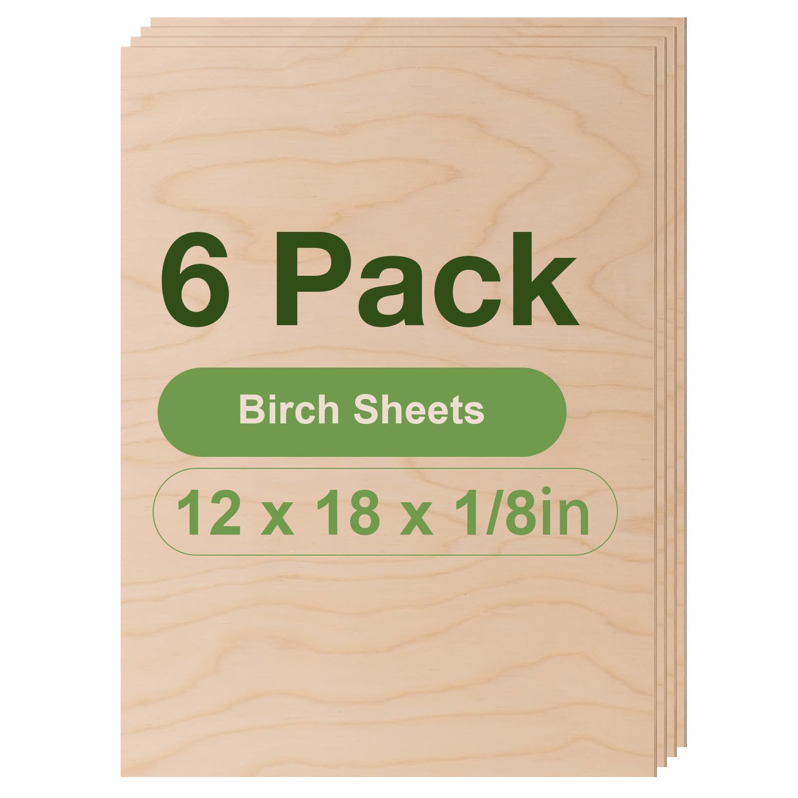 ROBOTIME 6-Pack 3mm Birch Plywood for Laser Cutting - 12 x 16 x 1/8 Inch - Laser Engraving Blanks