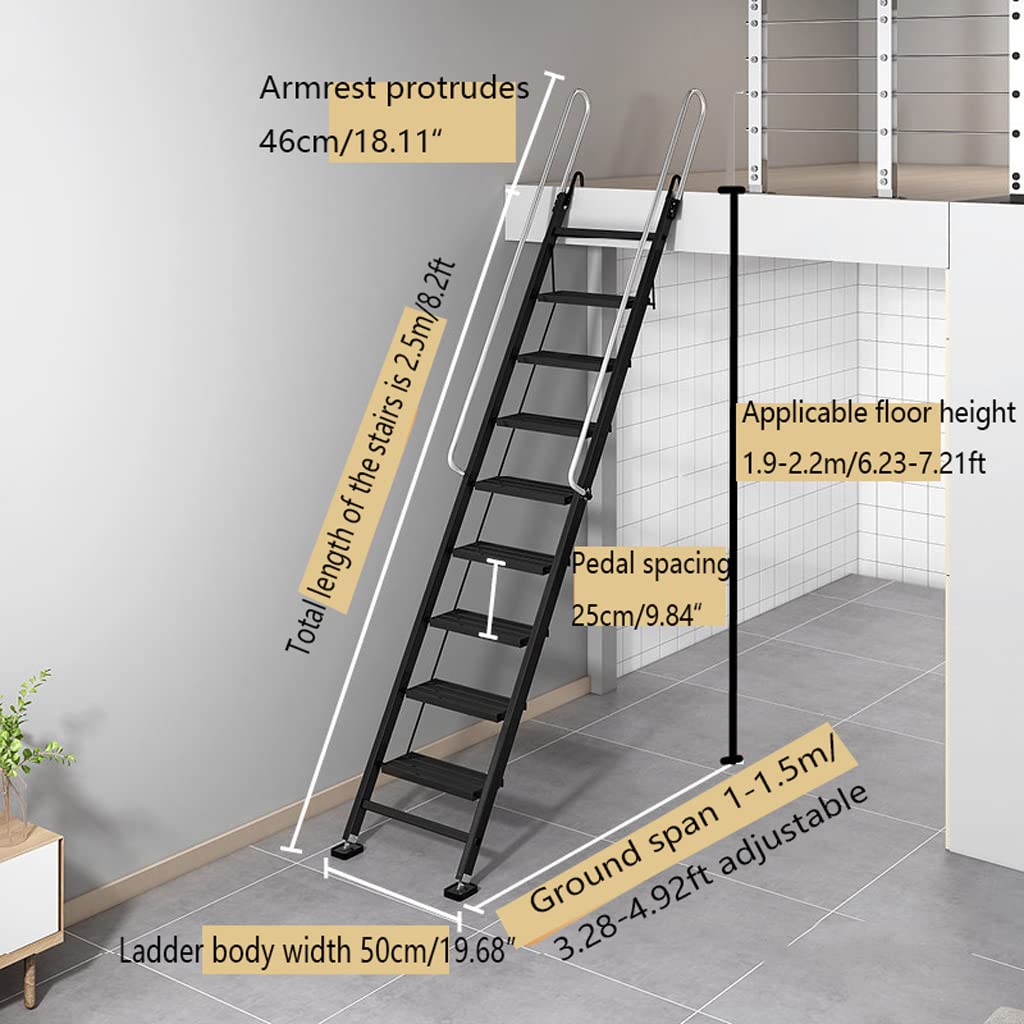 Scala pieghevole in lega di alluminio a 8 gradini con teles il - Multifunzione per uso interno/esterno, design retrattile salvaspazio per un facile accesso e Sto