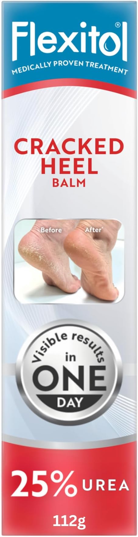 Flexitol Cracked Heel Balm, Visible Results in 1 Day, For Extremely Dry Feet & Cracked Heels, Removes Hard Skin, 25% Urea, Medically Proven Foot Cream, Suitable for Diabetics, 1 x 112g[Amazon-developed Certification] Compact by Design