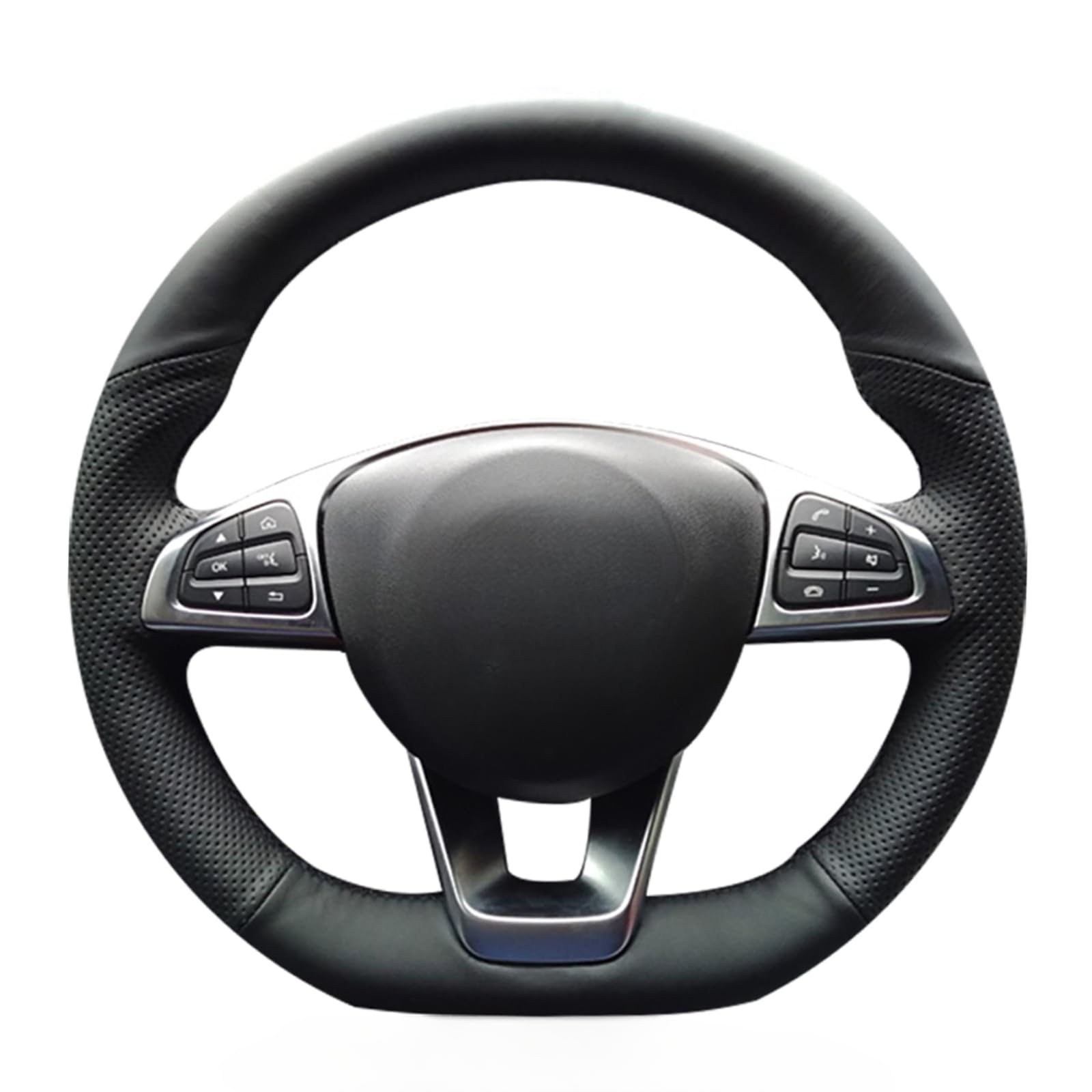 MEWANT Cubierta de volante de cuero genuino para Mercedes Benz Clase C W205/C43 2015-2018/CLA-Class C117/GLA 45 X156/CLS-Class C218/Clase E W213/GLC-Class X253 C253/GLC 43/GLE-Class W166/Clase S