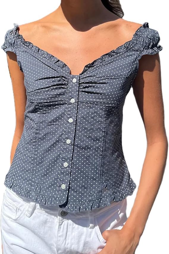 Image of Fairy Grunge Y2k Shirts Vintage Crop Tops Short Sleeve Girls Slim Fit Tees