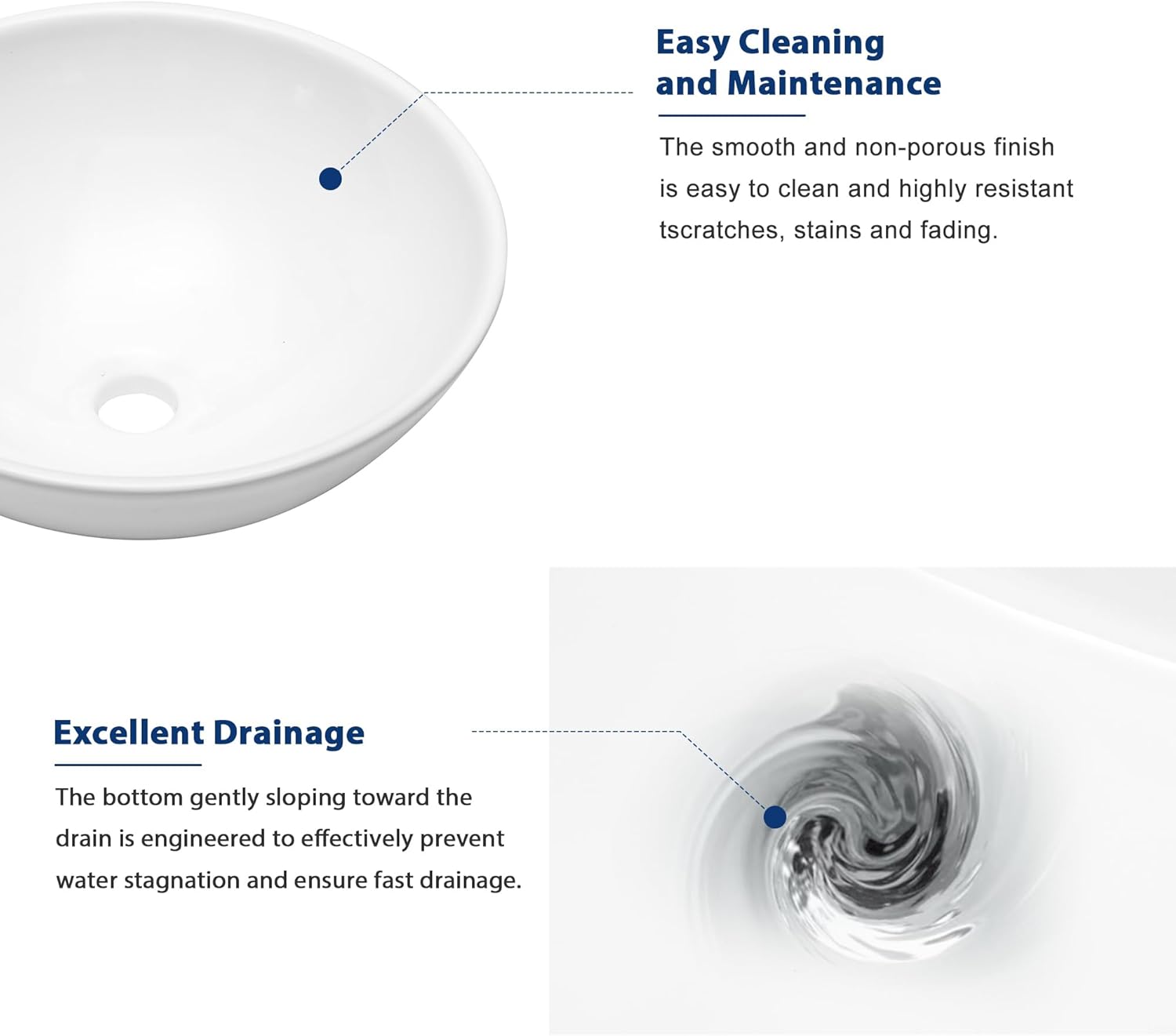 Sarlai Vessel Sink Round - 13"x13" Modern Small Bathroom Sink Round Bowl Above Counter White Porcelain Ceramic Bathroom Vessel Vanity Sink Art Basin