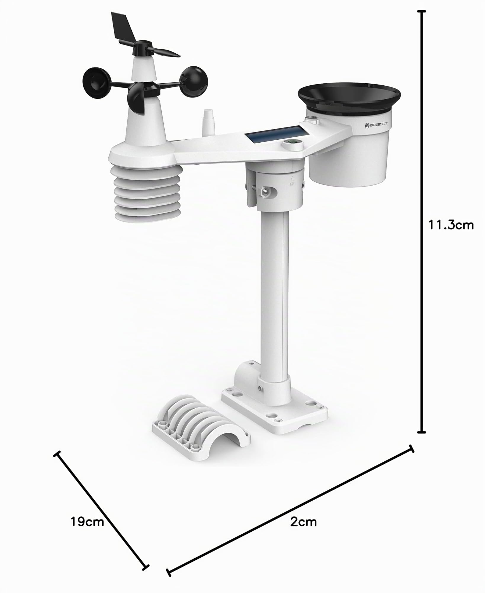 Station météo WiFi Bresser capteur 7-en-1 écran couleur UV lumière pluie vent appli synchronisation solaire, gris