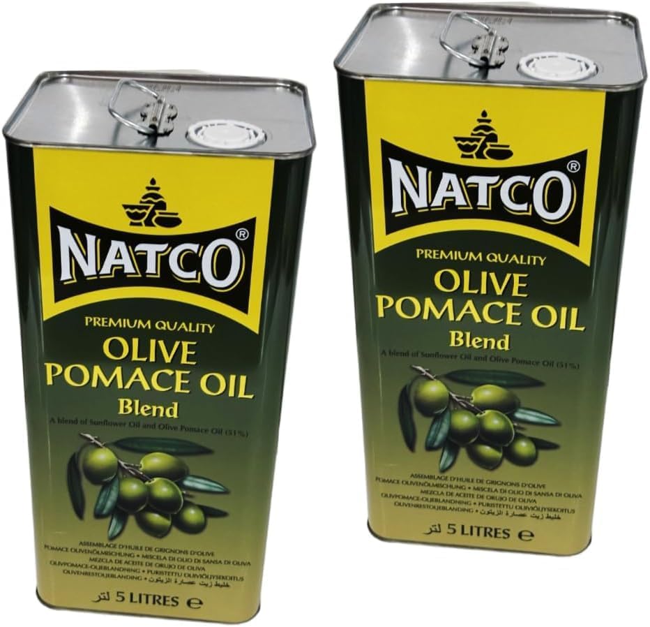 – Premium Olive-Pomace Oil Blend 5L Family Pack – High Heat Frying, Baking & Roasting Oil – Naturally Contains Omega-3 & Vitamin E – Neutral Taste Bulk Cooking Oil – 1, 2 & 5 Packs (2x5L, Natco)