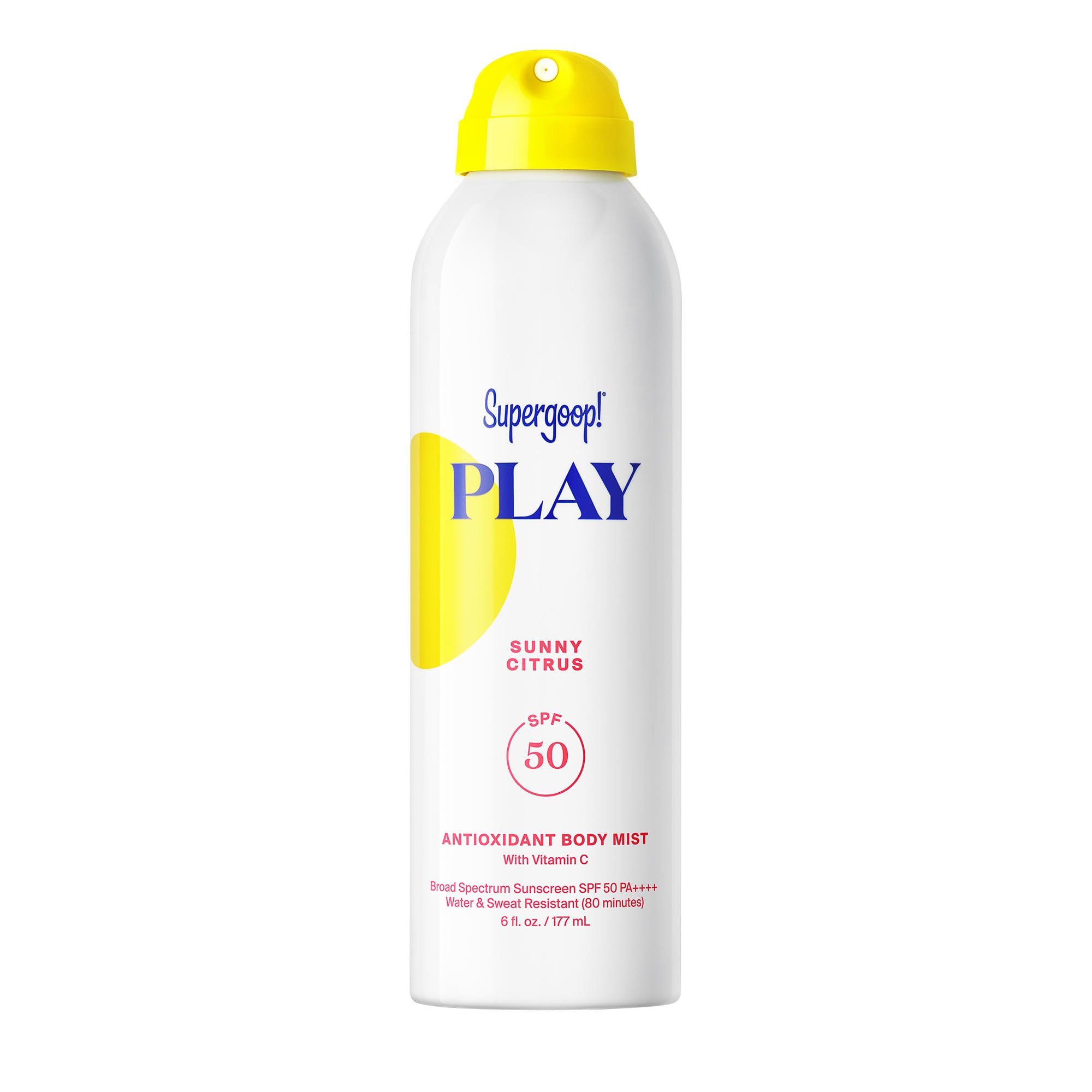 Supergoop! PLAY Antioxidant Body Mist SPF 50, 6 fl oz | Broad Spectrum Sunscreen Spray for Active Days
