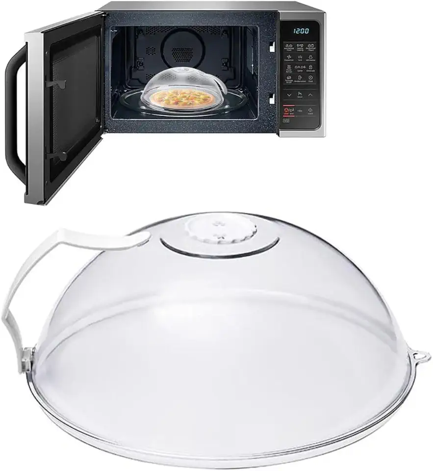 Tampa Microondas Anti-Respingo Com Alça e Transparente Anti Sujeira Com Válvula Livre de BPA Premium