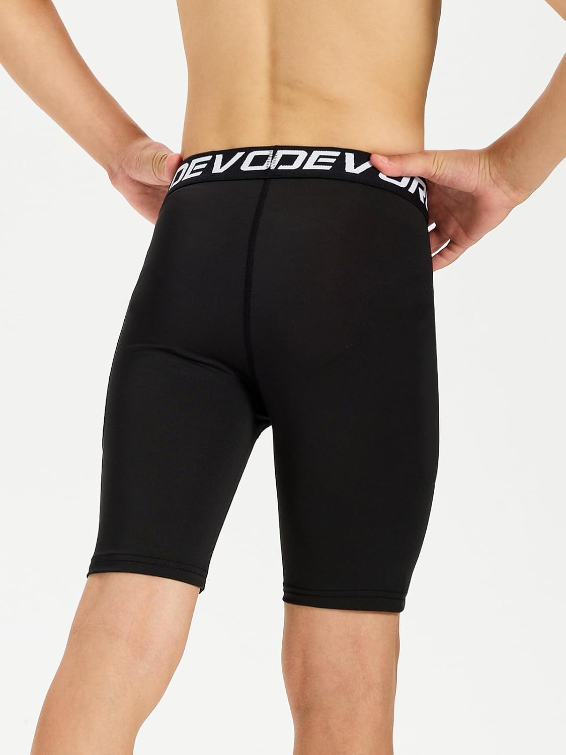 DEVOROPA Youth Boys Compression Shorts Performance Athletic Base Layers Workout Training Underwear Side Pocket - Image 3