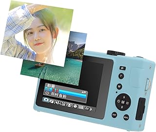 Mini câmera, portátil FHD 1080p 24MP micro câmera única, zoom digital 16x, tela LCD de 3 polegadas, câmera recarregável para iniciantes, crianças, adolescentes, idosos, amigos (azul)