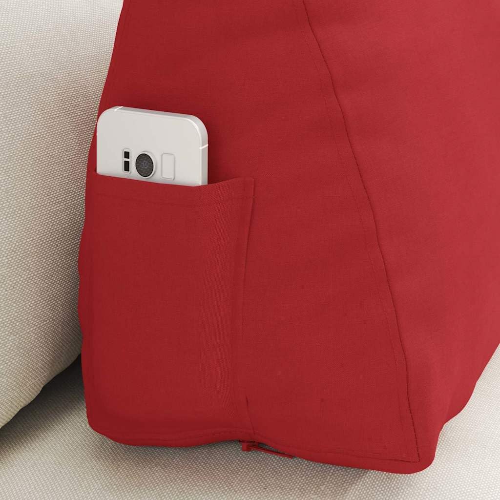 Cuscino per schienale rosso, 60 x 20 x 50 cm, comodo cuscino di supporto in tessuto liscio per divano e letto, comodo cuscino decorativo con rivestimento sfoderabile e morbida imbottitura in