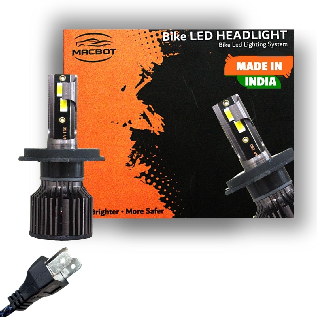 MACBOT 75 Watt Made in India D2-H4 Bike Headlight White Light | Plug & Play | 1-Year Warranty With CSP Chip-image-23