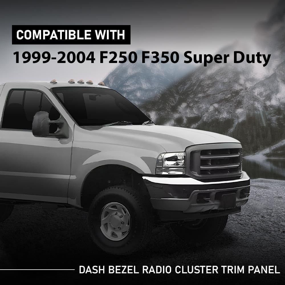 G-PLUS Dash Instrument Cluster Radio Trim Bezel with hole Compatible with Ford F250 F350 1999-2004,Black