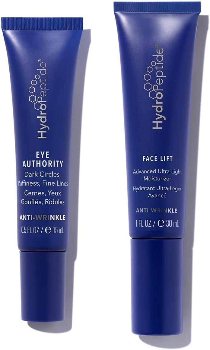 Eye Authority and Face Lift Advanced Ultra-Light Moisturizer Bundle, (0.5 Ounce and 1 Ounce)