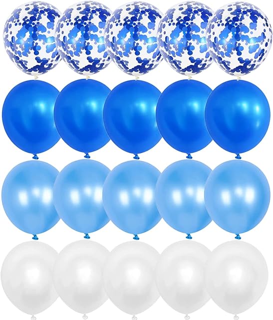 OTMVicor Blue Balloons,20 pcs Light Blue White Balloons,12 inch Blue Confetti Balloons for Party