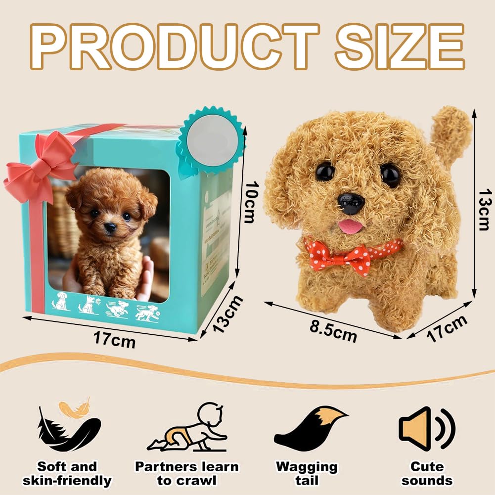 Elettronico Cane Giocattolo che Cammina e Abbaia, Cagnolino che Abbaia e Cammina Giochi Bambini, Bambina Peluche Cane Realistico Animali Giocattolo per Bambini - 2
