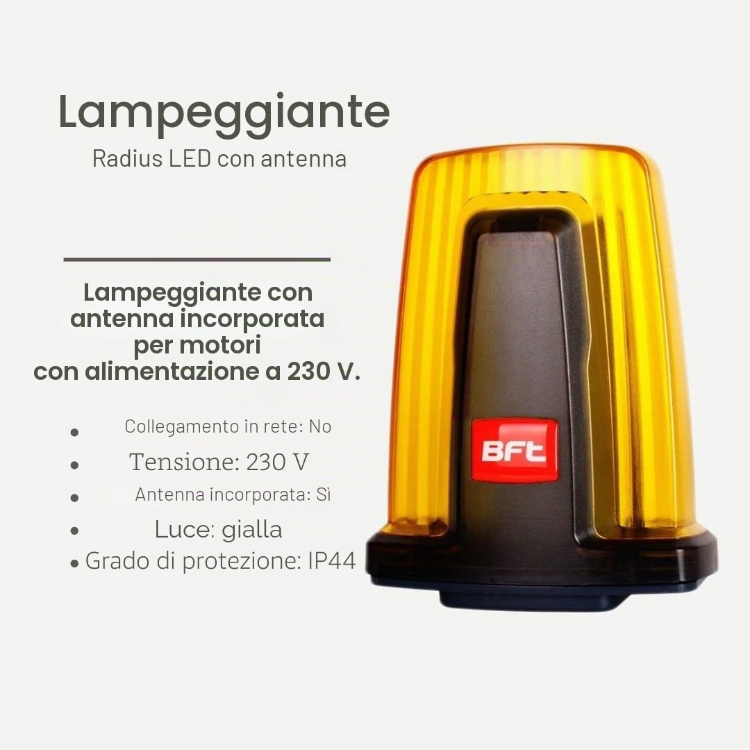 BFT Deimos AC Kit A800 MAG Motore per cancello scorrevole automatico per cancelli fino a max. 800 kg e 12 m con 4 telecomandi, cremagliera da 5 m, luce di allarme, fotocellula per cancello di cortile
