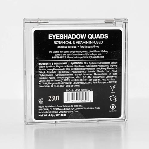 Miniatura 45 de Palladio Sombra de ojos cuádriceps, mate mezclable pigmentado aterciopelado, acabados metálicos y brillantes, fórmula cremosa, paleta de sombras