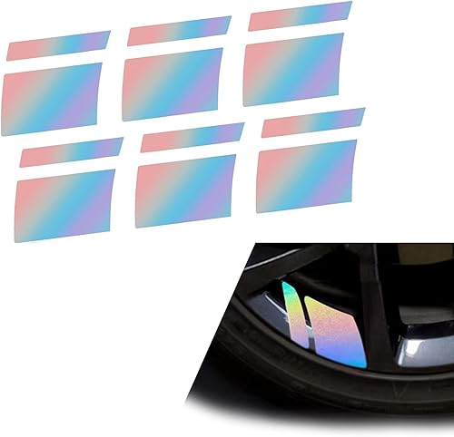6 calcomanías reflectantes para neumáticos de automóvil, 3.9 x 2.7 pulgadas, decoración de rayas de seguridad, para llanta de 18 a 21 pulgadas,