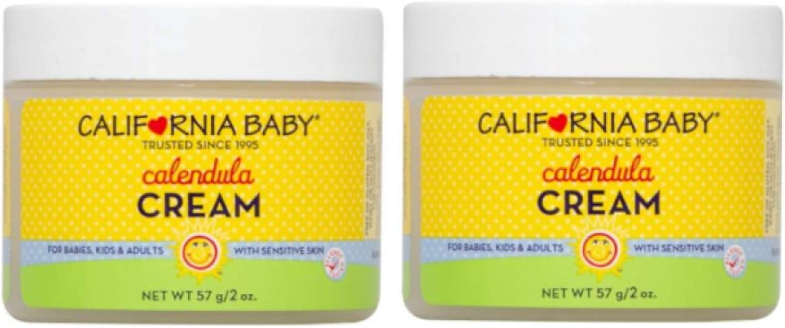 California BabyCalendula Cream | 100% Plant-Based Moisturizer | Lavender Baby Lotion | Face Moisturizer For Dry Skin | Hypoallergenic | 2 oz (2-Pack)