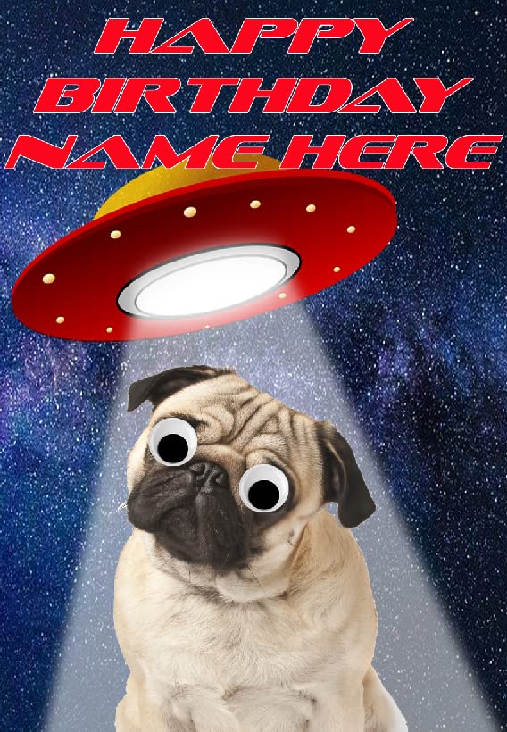 Chien Carlin En Fête D'anniversaire. Carte De Voeux Joyeux Anniversaire