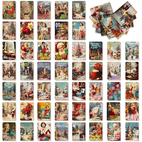 Anweina 50 Pcs Vintage Christmas Postcards, Vintage Christmas Cards,VintagepostcardsChristmas Postcards