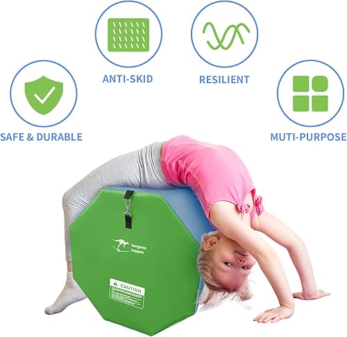 Miniatura 4 de Kangaroo Hoppers Colchoneta octágono de gimnasia de 24 x 26 pulgadas  20 x 24 pulgadas con asas de transporte, entrenador de flexión de espalda de