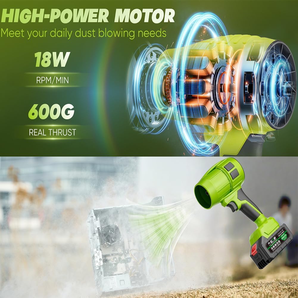Seese Pro - Soplador Ultraligero y Potente, Soplador de Hojas inalámbrico con batería,Plumero Turbo Inalámbrico De Alta Potencia, (2 Battery)