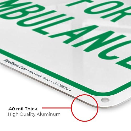 Miniatura 6 de Señal de ambulancia con reserva de estacionamiento, 10 x 14 pulgadas, libre de óxido, aluminio 040, resistente a la decoloración, fabricado en