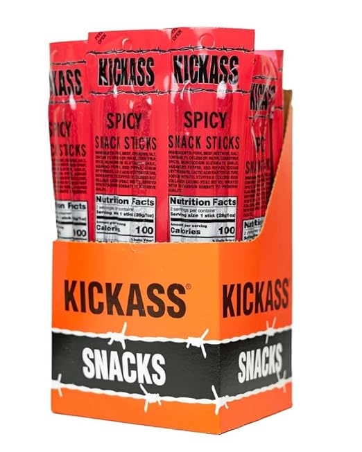 Kickass Spicy Meat Sticks 16ct Case 2oz Twin Packs of
