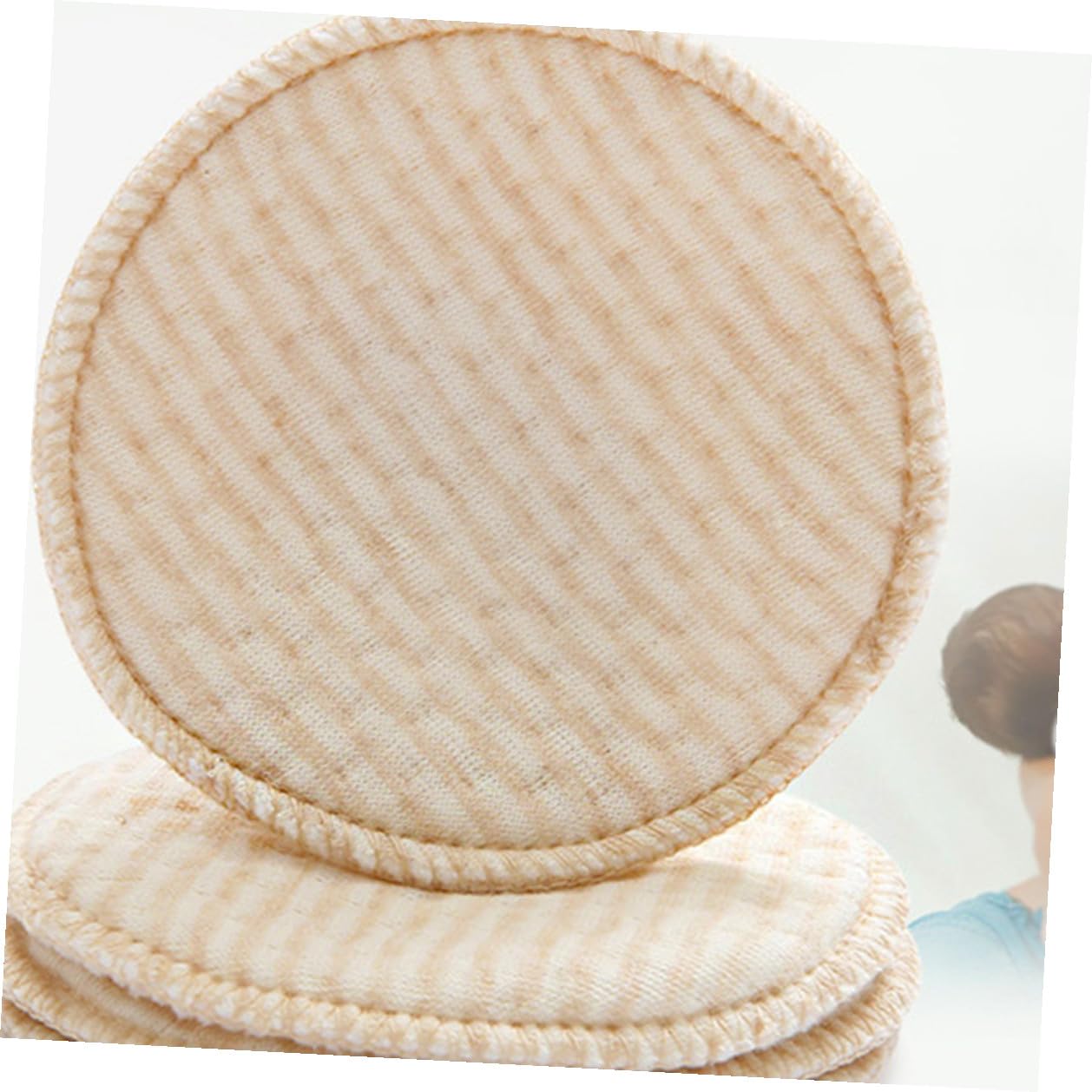 TIDTALEO 4Pcs Washable Cotton Nursing Pads Natural Absorbent Breast Pads for Breastfeeding Breast Cushions Reusable Soft Cotton Breastfeeding Accessories for Moms