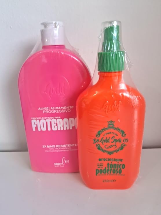Gold Spell Kit / Progressiva Fioter@pia 500ml + Powerful Tonic 250ml / Brazilian Keratin Treatment / Official Seller Gold Spell Cosmetics