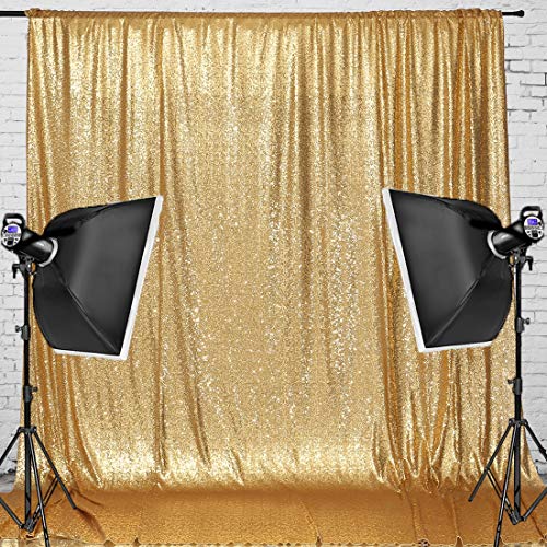 Juya Delight 8ft x 8ft New Gold Sequin Backdrop Curtain for Party Festival Wedding Photography