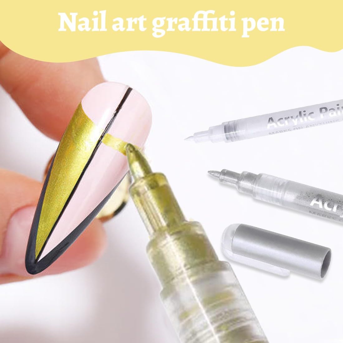 JEYORZY 3 Pcs Pennino 3D,Penne per French Unghie 3D,Penna Manicure,per Nail Art Fai da Te,Nail Art per Donne e Ragazze,Smalto Unghie,Linea Nail Art,Graffiti