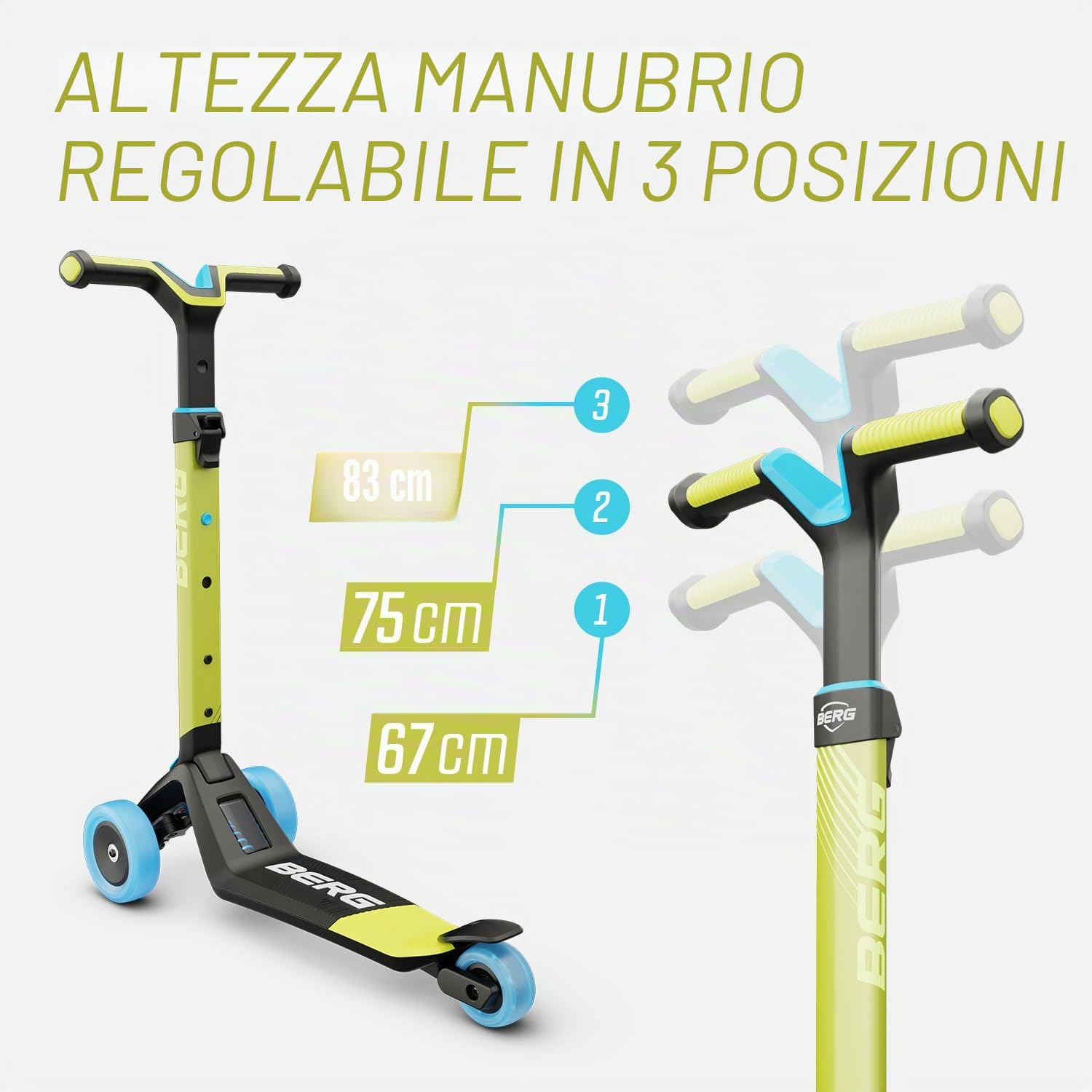 BERG Nexo - Monopattino pieghevole, colore: Lime