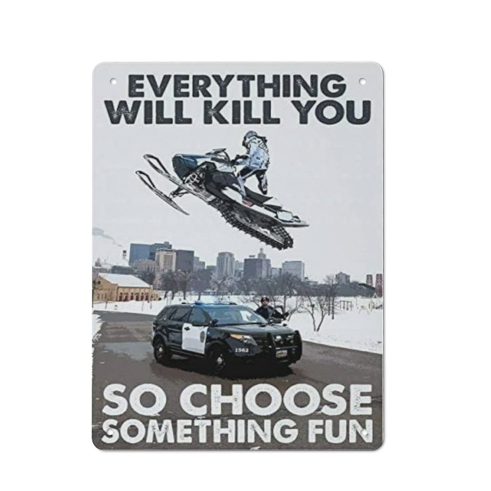 AOOEDM Everything Will Kill You So Choose Something Fun Tin Metal Sign Wall Decor Funny Inspirational Quote Wall Art Sign Vintage Tin Signs For Home Coffee Bar Man Cave Sign Pub Poster