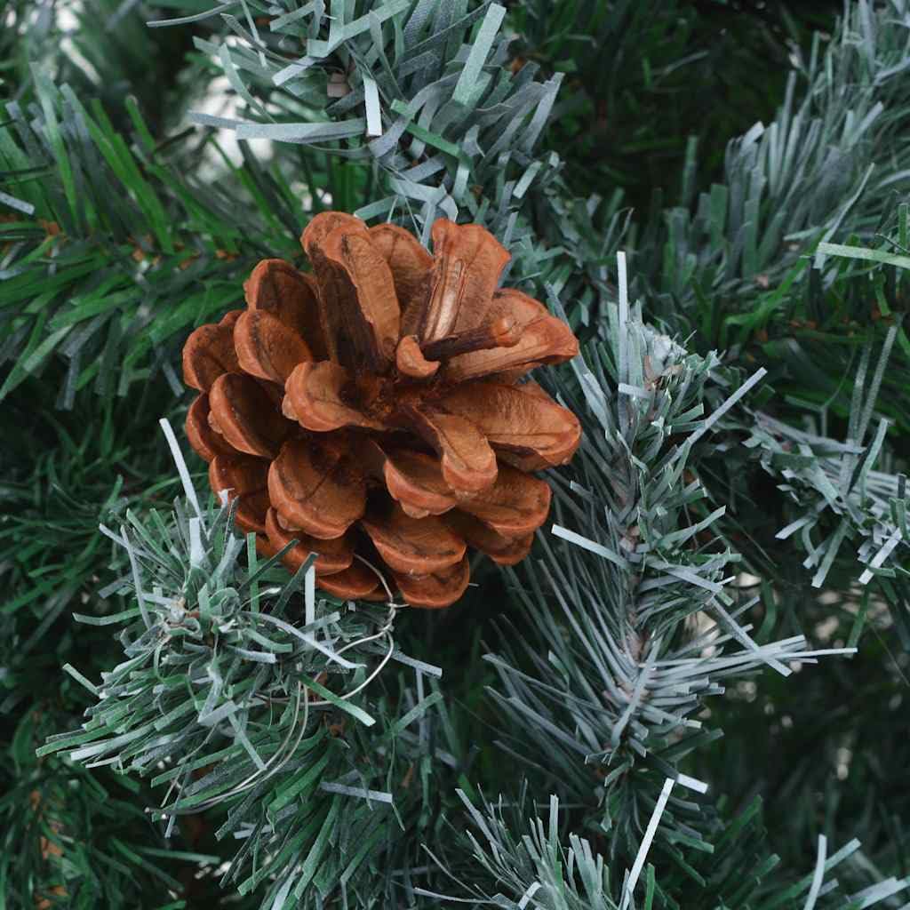 Albero di Natale Artificiale con Pigne 210 cm, 910 Rami, Base Robusta