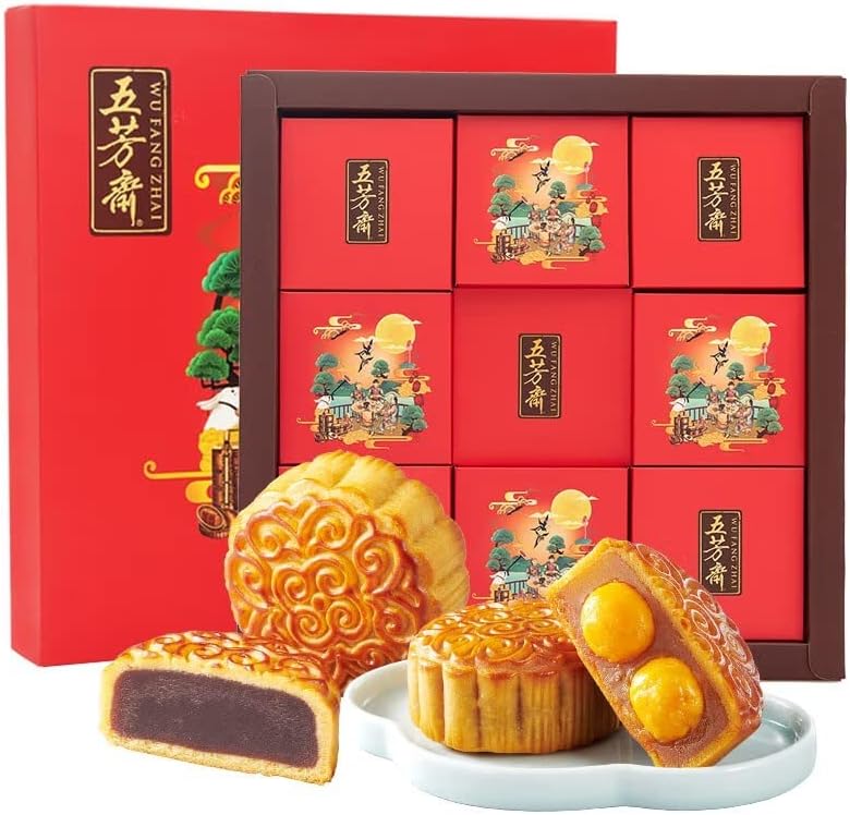 五芳斋 月饼礼盒 中秋礼品广式月饼礼盒装 中秋节 节日礼物Wufangzhai Mooncake Gift Box Mid-Autumn Festival Gift Cantonese Mooncake Gift Box Mid-Autumn Festival Holiday Gift (五芳和家780g/Wufang Hejia 780g)