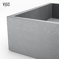 Vista 9 de VIGO Coca Gothic - Lavabo de baño rectangular de hormigón de 19 pulgadas de largo x 15 pulgadas de ancho x 5 pulgadas de alto, color gris -VG04069