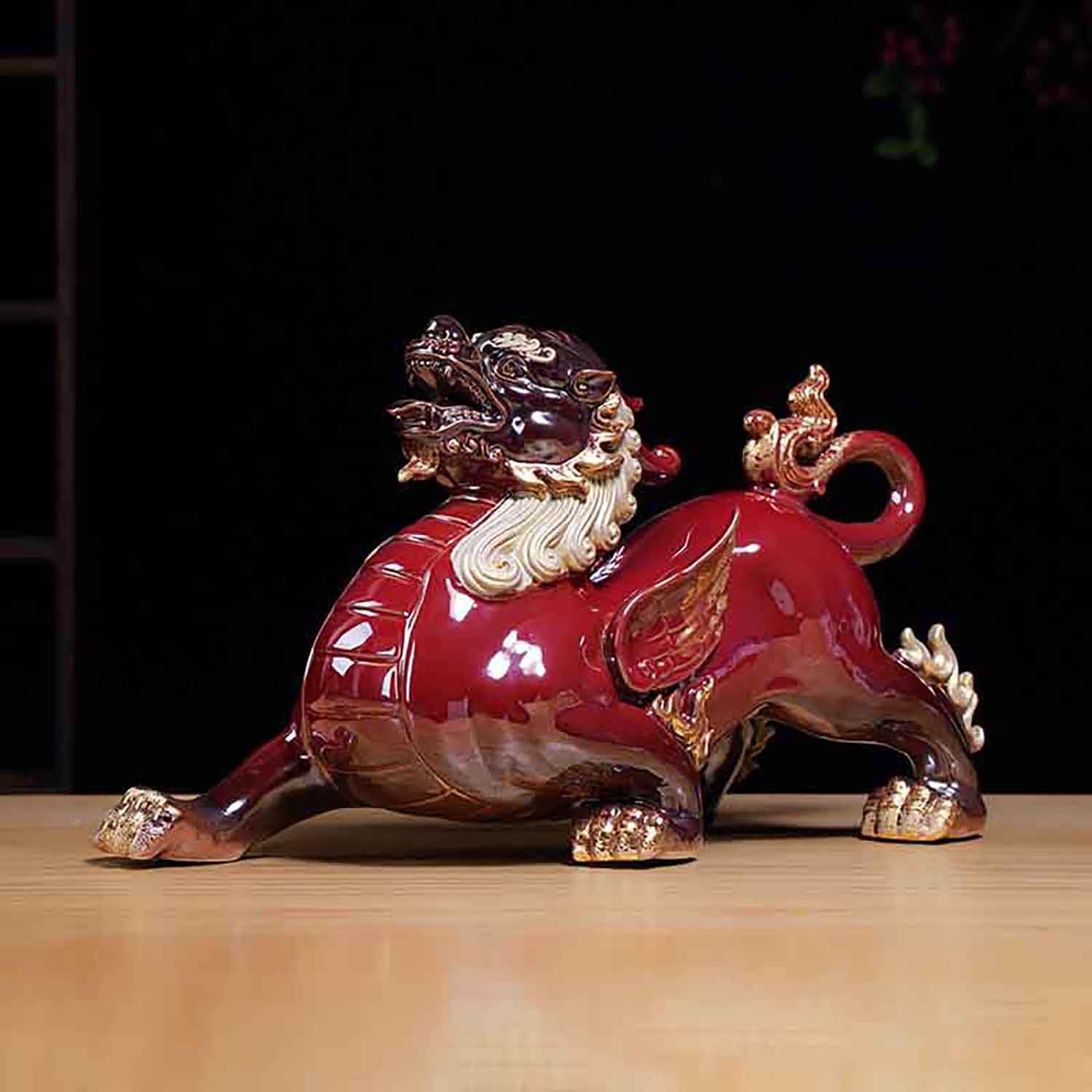 DFTDFYXY Ceramic Fengshui Statue Chinese Fortune Pixiu Ornaments Living Room Entrance Decoration Desk Gift Zen Decor Living Room Shop Decorations,B,L