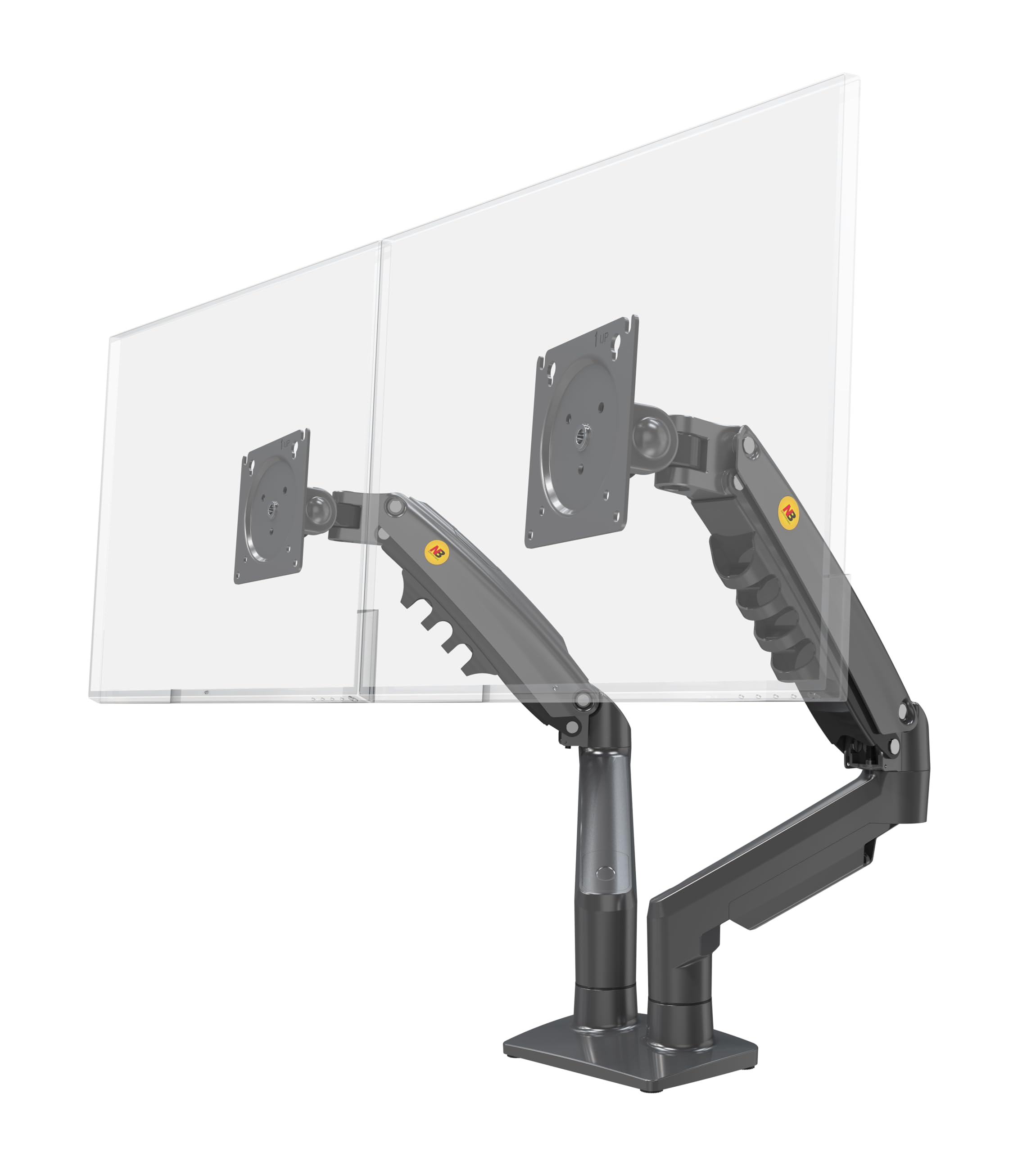 Support Bureau 2 écrans KIMEX – Pour Moniteurs 17-32 Pouces, Orientation Verticale, Noir