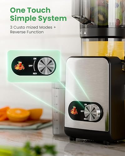 Miniatura 5 de Kismile Exprimidor de prensa en frío de 200 W, máquina exprimidora de masticación lenta de verduras y frutas, exprimidor eléctrico con función