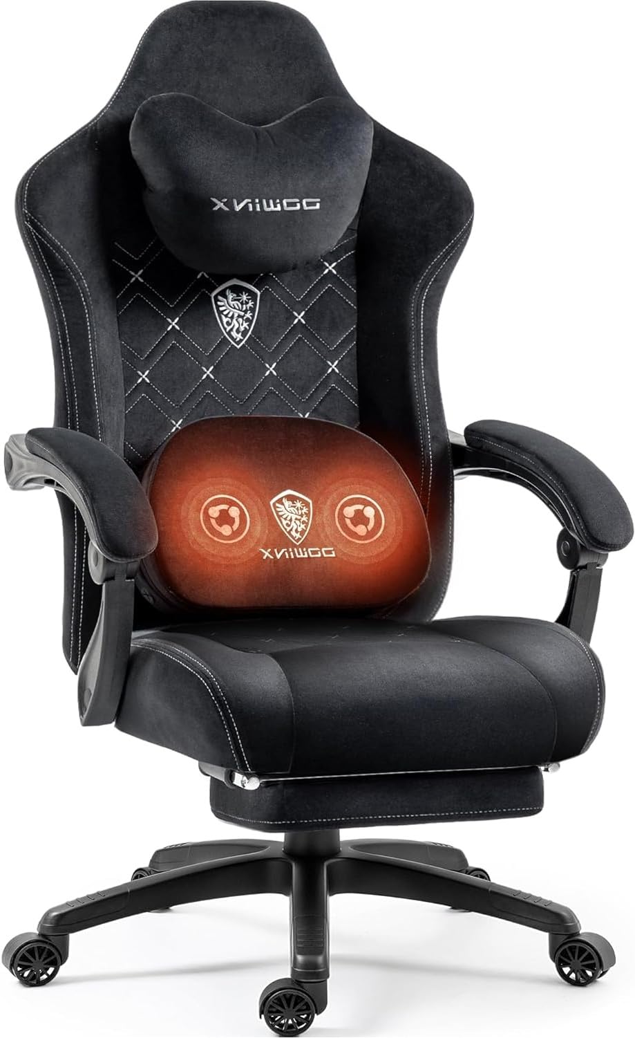 Chaise Gaming Repose Pieds Coussin Lombaire De Massage Fauteuil De Bureau Ergonomique Avec Accoudoir Synchronisé (Gris) - Informatique