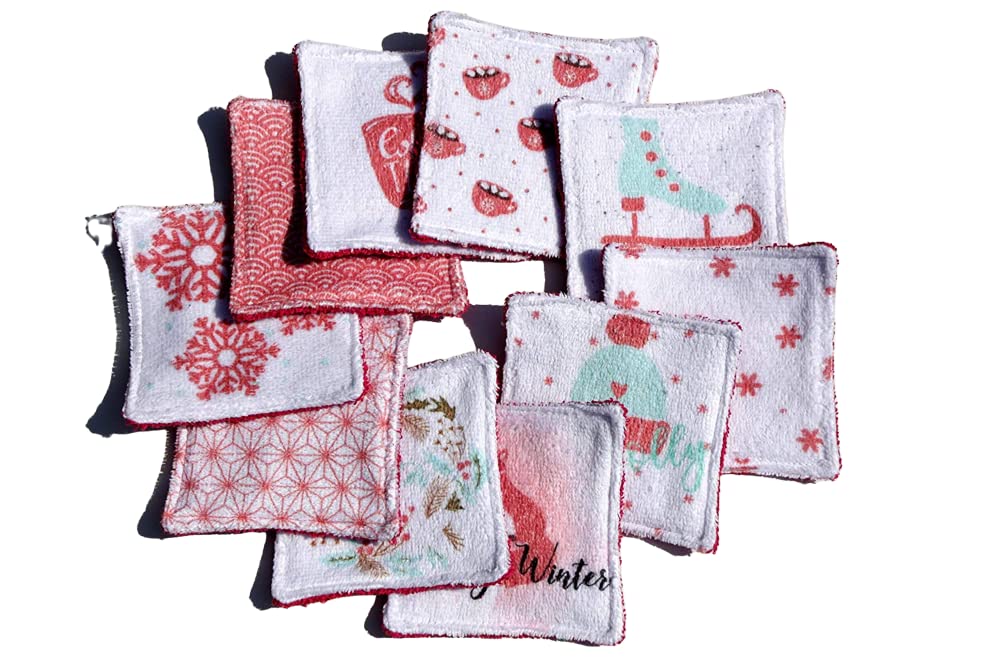 Lingettes microfibre et coton à motif hivernal pour cocooning