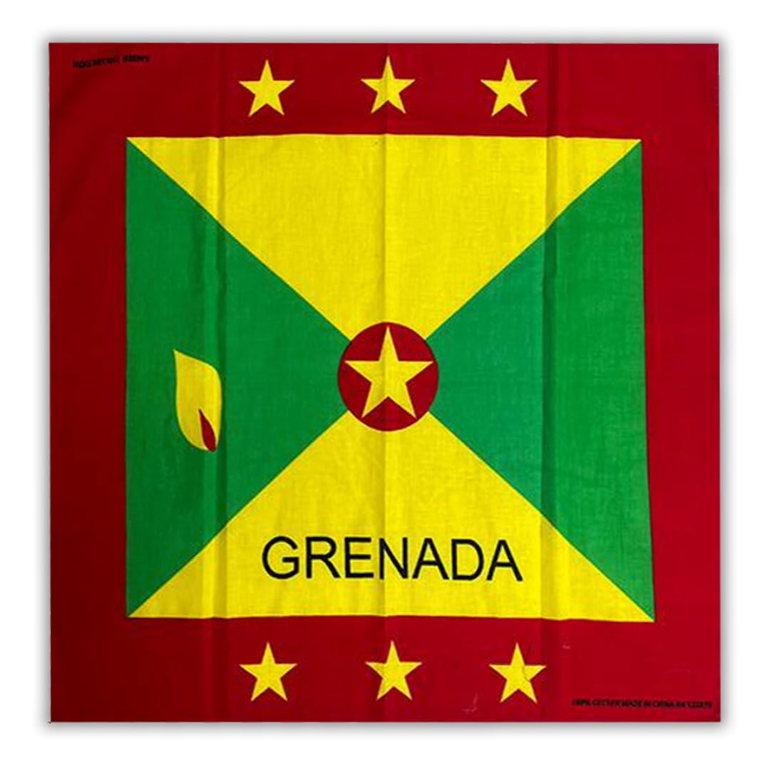 Kashmir Accessories Ltd Unisex Multicolour Carnival Country Flag Deluxe Aura Grenada Bandana – Vibrant Grenadian Flag Head Scarf For Carnival, Festival, Fashion & Everyday Wear - 8510