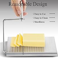 Vista 5 de Stainless Steel Cheese Slicer with 10 Replacement Wires, Metal Cheese Cutter and Cutting Board - For Block Cheese
