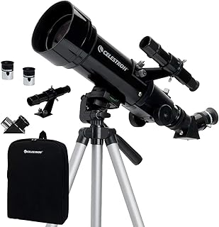 CELESTRON 21035 Celestron Travel Scope 70mm f/5.7 AZ Refractor Telescope Kit, Black, 70 with Backpack